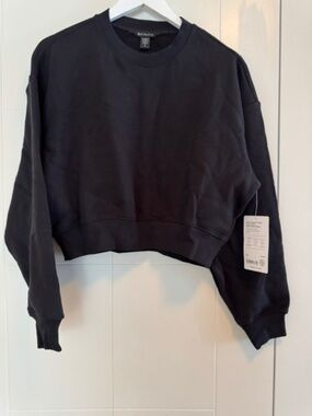 ATHLETA - TERRY COTTON CROP TOP - Black - Size S